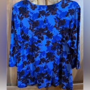 J. Jill Blue and Brown Floral Top